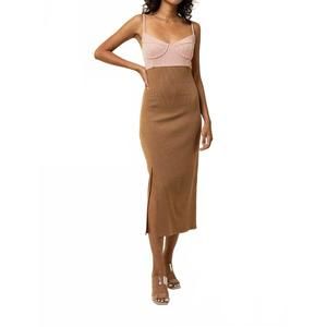 NEW LINE AND DOT maggie knit midi dress in blush combo